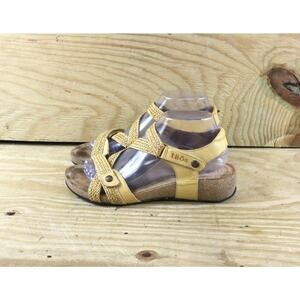 Taos Sandals Womens 9 Yellow Leather Trulie Mary Jane Wedge Slip On Shoes